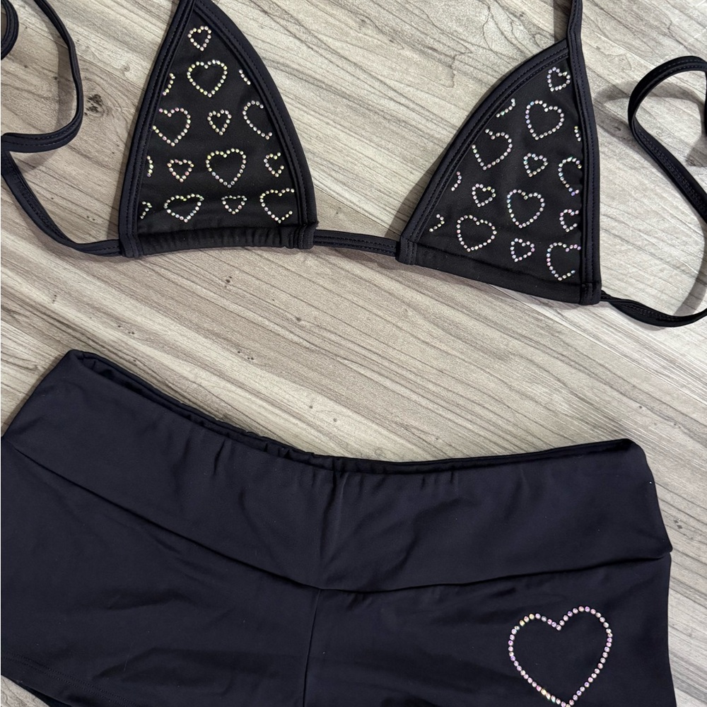 Bubblegum Black Bikini with Heart and Princess Design - Picture 3 of 4